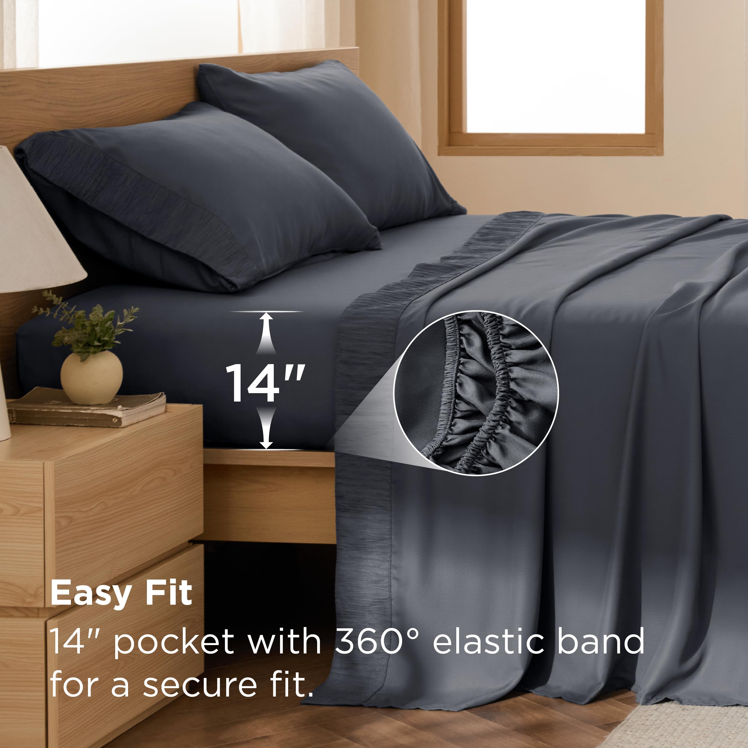 Amazon｜Bedsure クイーンシーツセット - 4ピース ソフト クイーン